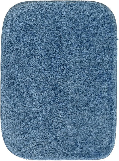 Garland Rug Traditional Nylon Washable Basin Blue 4 Piece Set - Lid, Contour, 2 Bath Rugs - Soft, Absorbent, and Stylish for Your Bathroom