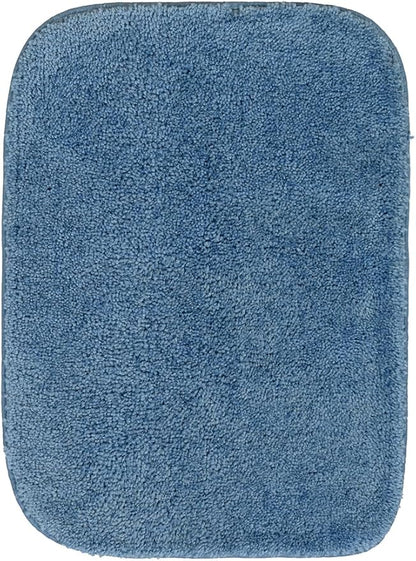 Garland Rug Traditional Nylon Washable Basin Blue 3 Piece Set - Lid, Contour, Bath Rug - Soft, Absorbent, and Stylish for Your Bathroom