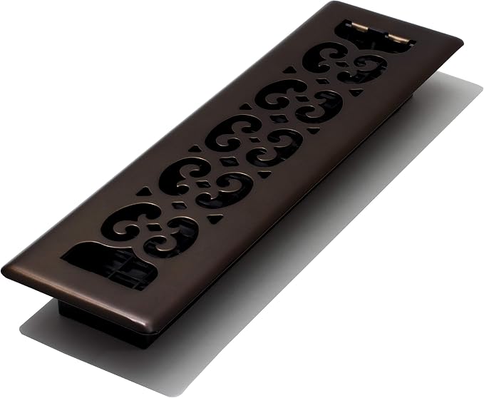 Decor Grates SPH212-RB Scroll Design Floor Register, 2x12, Rubbed Bronze Finish