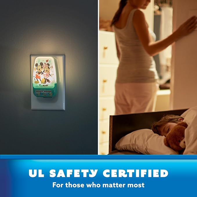 Disney Mickey Mouse Clubhouse LED Night Lights Plug Into Wall NightLight | for Kids Room Decor Ambient LightingGirls Boys Bedroom Bathroom Light Nursery 86142
