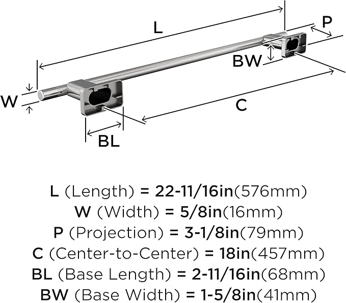 Amerock Bronx Chrome 18 inch (457mm) Towel Bar, BH2661426