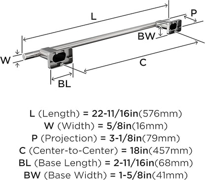 Amerock Bronx Chrome 18 inch (457mm) Towel Bar, BH2661426