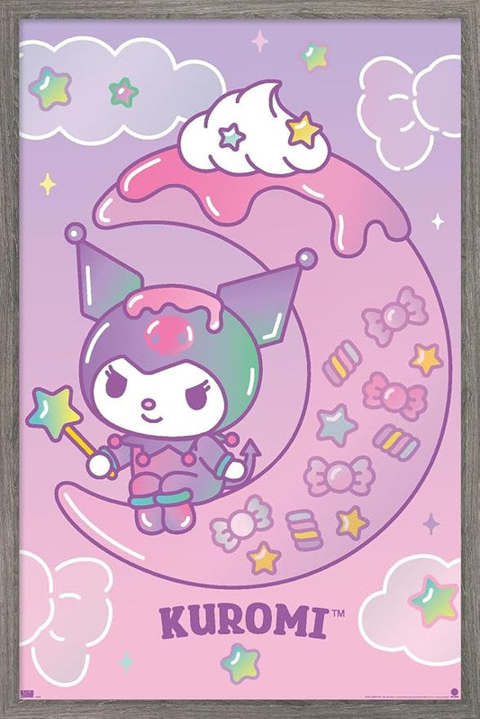 Trends International Hello Kitty and Friends: 24 Dreamland - Kuromi Wall Poster, 22.4L x 14.7W, Barnwood Framed Version