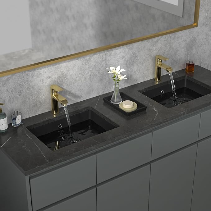 Sarlai Undermount Bathroom Sink - 20 x 14 inch Black Vessel Sink Undermount Sink Rectangular Modern Ceramic Rectangle Vanity Art Basin with Overflow, Interior Dimension 17-1/8 x 11-4/5x 4-1/2 Inch