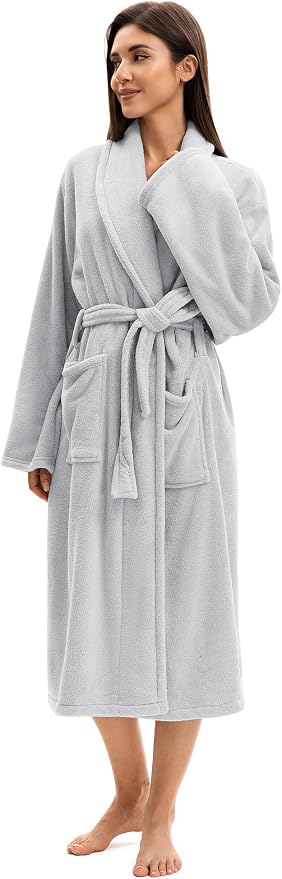 Soft Robe For Women，Warm Plush Bath Robes Female，Spa Towel After Shower Lightweight Long Bathrobe