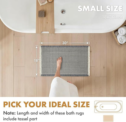 MIULEE Set of 2 Waffle Bathroom Rugs Dark Grey&Cream Bath Mat 18x30 Inch | Non Slip, Super Absorbent, Washable, Ultra Soft, Rubber Backed Bath Rugs for Bathroom Floor Tub Shower, Boho Decor