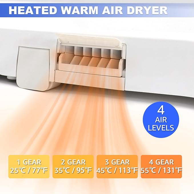 Electric Bidet Toilet Seat Elongated, Slow Close Seat, Warm Air Dryer, Remote Control, LED Light, Smart Heated Bidet Seat, Temp Adjustable Toilet Lid
