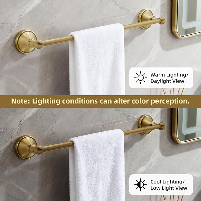4 Piece Antique Brass Gold Bathroom Towel Bar Set - Toocust 16"-27.7" Adjustable Towel Bar for Bathroom, Wall Mounted Antique Brass Bathroom Hardware, Brushed Brass Towel Holder