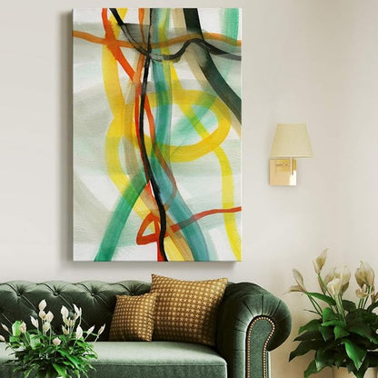 Renditions Gallery Canvas Wall Art Paintings for Wall Decorations Colorful Intersecting Lines Inkten Abstract Wall Hanging Artwork for Bedroom Living Room Office Kitchen - 24"x36" LT02
