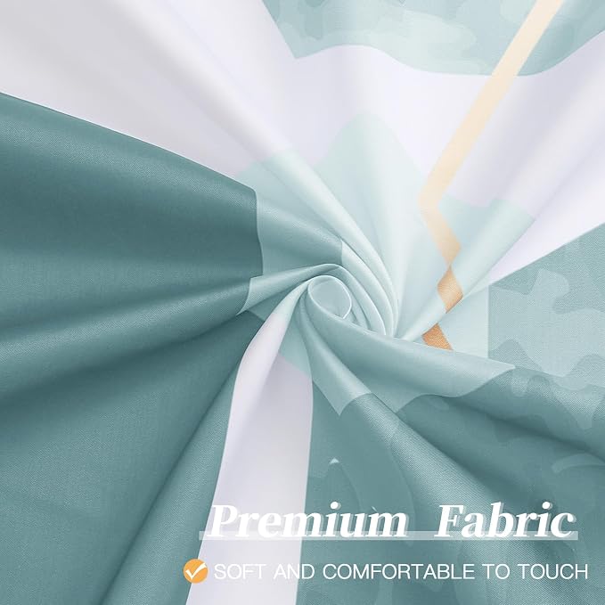 Litabel Extra Long Geometric Shower Curtain for Bathroom, 72x84 | Extra Long Modern Minimalist Shower Curtais, Teal Geometric Art Print Abstract Waterproof Bath Curtain