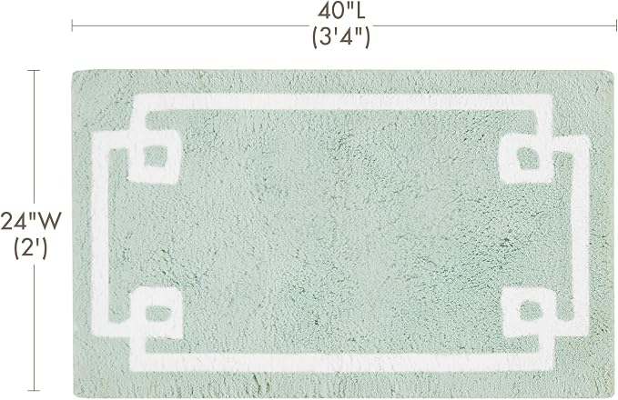 Madison Park Evan 100% Cotton Bath Rug Plush Absorbent, 24" x 40", Seafoam | Non-slip Backing, OEKO TEX, Luxurious Tufted Plush Bath Mat for Bathroom, Quick Dry, Spa Design Decorative for Shower Room