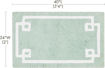 Madison Park Evan 100% Cotton Bath Rug Plush Absorbent, 24" x 40", Seafoam | Non-slip Backing, OEKO TEX, Luxurious Tufted Plush Bath Mat for Bathroom, Quick Dry, Spa Design Decorative for Shower Room