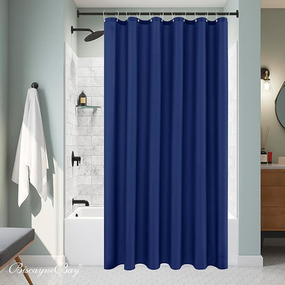 Fabric Shower Curtain Liner 72"W x 84"L-Navy Extra Long Shower Liners | Hotel Quality Water Resistant Machine Washable Shower Liner-Cloth Polyester Light Weight High Ceilings Bathroom Curtain Liner