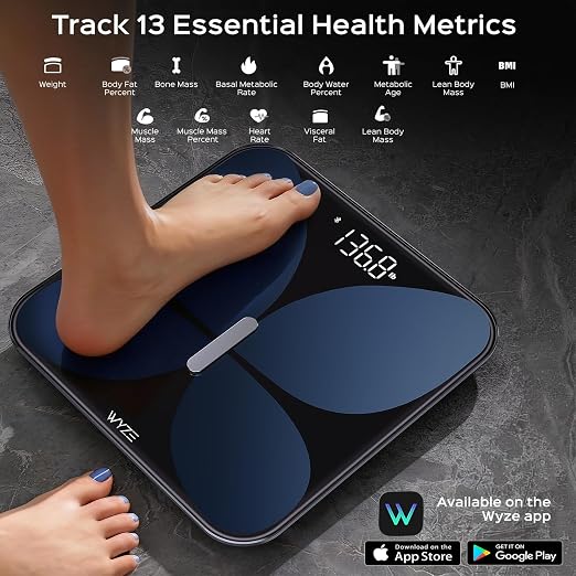 Wyze Smart Scale X Butterfly Bathroom Scale | Premium Glass, BMI Body Fat Muscle, Bluetooth App Sync, Body Composition Analyzer
