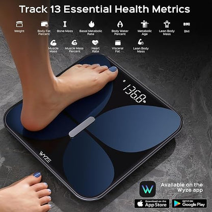 Wyze Smart Scale X Butterfly Bathroom Scale | Premium Glass, BMI Body Fat Muscle, Bluetooth App Sync, Body Composition Analyzer