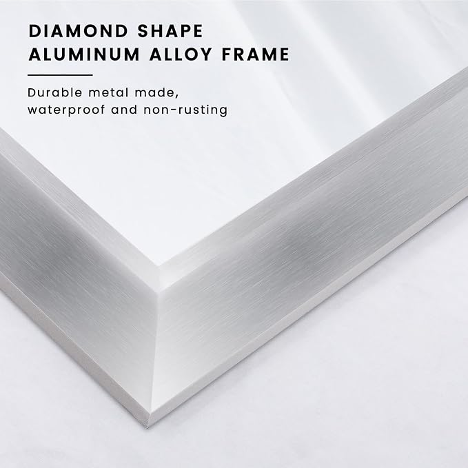 Bathroom Mirror for Wall, 60x36 Inch (Brushed Silver) | HD Reflection, Tempered Glass, Thick Metal Framed Rectangle Mirrors for Over Sink, Bedroom, Living Room, Entryway, Anti-Rust