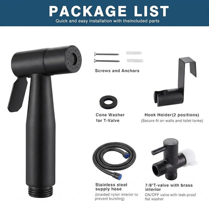 Premium Handheld Bidet Spray for Toilet | Adjustable Water Pressure | Leak-Proof Stainless Steel Toilet Bedit Sprayer | Muslim Shower | Cloth Diaper Washer Extra 1 Bidet Sprayer (Black)