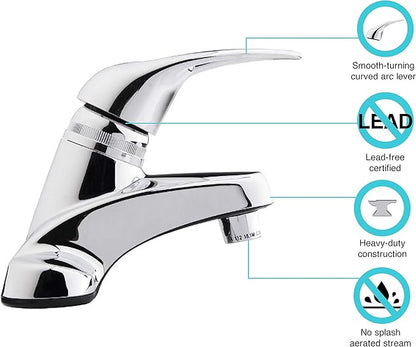 Dura Faucet DF-PL100-CP RV Single Lever Bathroom Faucet (Chrome Plating Over ABS Plastic)