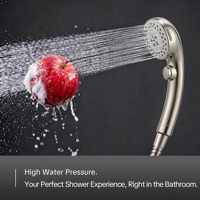 OFFO Shower Head with Handheld, 5 Mode Handheld Shower Head with On Off Switch for Water Saving, High Flow Powerful Boosting Showerheads with 60" Stainless Steel Hose & Holder, Brushed Nickel