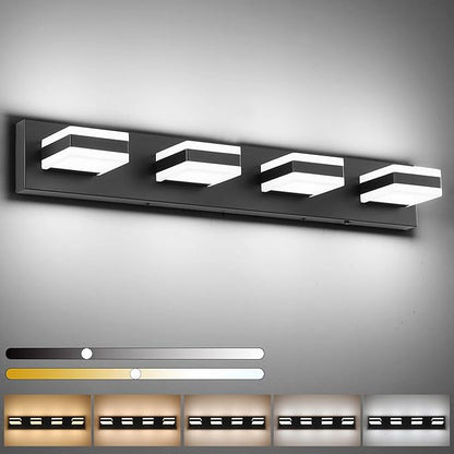 SOLFART Bathroom Vanity Lights, Adjustable Black Matt Black Vanity Light for Bathroom,LED Light Fixtures Over Mirror,5 Color Temperature 4 Lights 5CCT