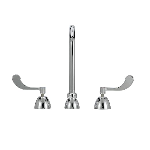 Zurn Z831B4-XL AquaSpec Widespread Gooseneck Faucet, 5 3/8" Spout, 2.2 GPM Pressure-Compensating Aerator, 4" Wrist Blade Handles, Chrome