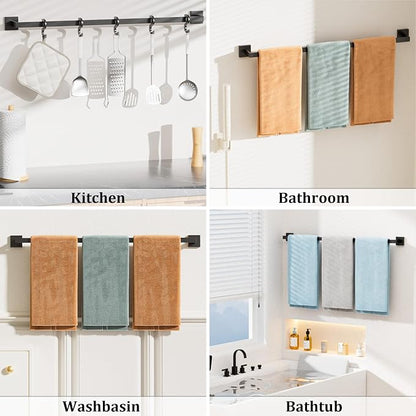 Alise Towel Bar Towel Racks for Bathroom Wall Mount 32 Inch,Matte Black | SUS304 Stainless Steel Bathroom Towel Holder, Full Square Towel Rod Towel Hanger for Bathroom Lavatory Kitchen