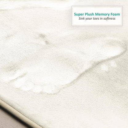 Clara Clark 3 Piece Bathroom Rugs Bath Mat Set, Velvet Memory Foam Bath Mats for Bathroom - Non-Slip, PVC Backing Bath Rugs, Washable - Dries Quickly, White