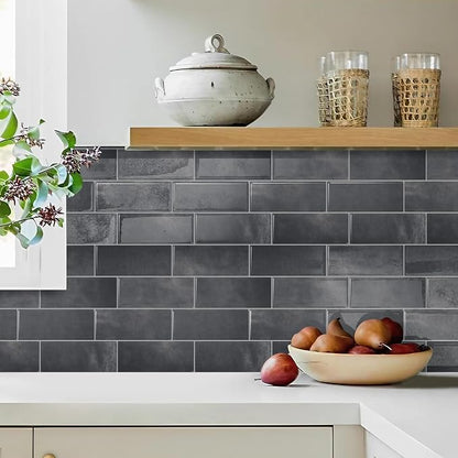 STICKGOO 10 Sheets Subway Tile Peel and Stick Backsplash, Extra Thick 3D Wall Tiles with Commercial-Grade Adhesive for Kitchen, Bathroom, Laundry Room,11.56"x8.38"(Metro Grigio)
