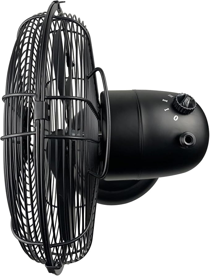 Good Housekeeping 92603 All-Metal 12" Retro Desk Office Table Fan with Wide Oscillation, 3-Speed Settings & Carrying Handle, Matte Black