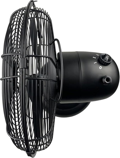 Good Housekeeping 92603 All-Metal 12" Retro Desk Office Table Fan with Wide Oscillation, 3-Speed Settings & Carrying Handle, Matte Black