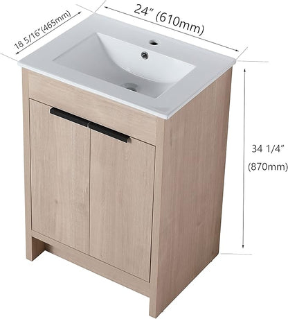 24" Modern Bathroom Vanity with Two Door and Sink (PLO, 24 * 18)