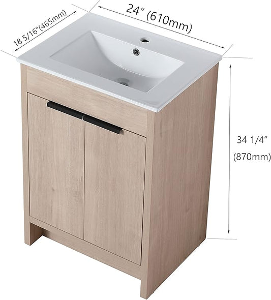 24" Modern Bathroom Vanity with Two Door and Sink (PLO, 24 * 18)