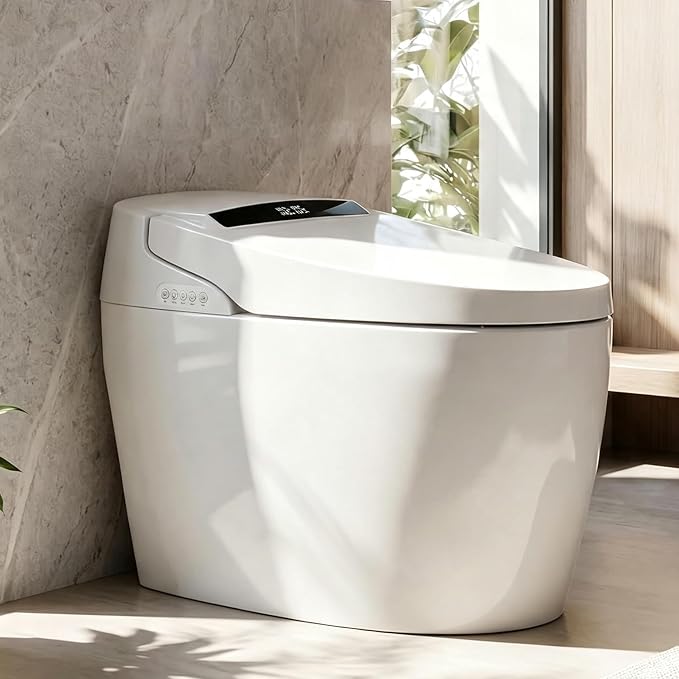 TOTTE Smart Toilet with Bidet Built-in, Auto Open/Close Lid, One Piece Elongated Toilet with Instant Warm Water & Warm Air Dryer, Self-Cleaning Technology, Night Light, Tankless Toilet, ECO Mode