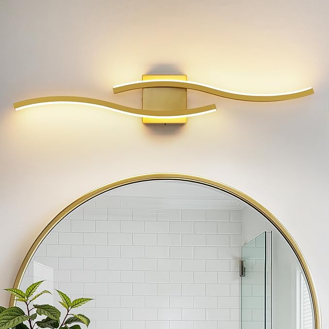 Gold LED Bathroom Vanity Lights: 31.5 Inch 20W Bathroom Lighting Fixtures Over Mirror 5CCT Dimmable 2700-5000K Vanity Lights Modern Bath Sconces Wall Light for Mirror Cabinets Bedroom Living Room