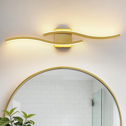Gold LED Bathroom Vanity Lights: 31.5 Inch 20W Bathroom Lighting Fixtures Over Mirror 5CCT Dimmable 2700-5000K Vanity Lights Modern Bath Sconces Wall Light for Mirror Cabinets Bedroom Living Room