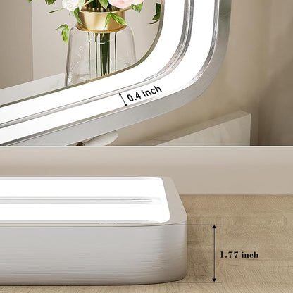 24x36 Inch LED Sliver Frame Bathroom Mirror,3-Color