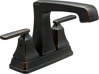 Delta Faucet Ashlyn Centerset Bathroom Faucet, Oil Rubbed Bronze Bathroom Sink Faucet, 2 Handle Bathroom Faucet, Diamond Seal Technology, Metal Drain Assembly, Venetian Bronze 2564-RBMPU-DST