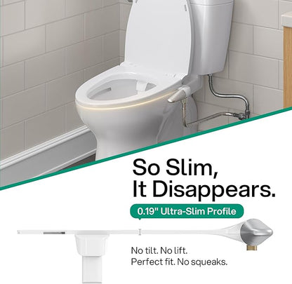 Hansrapo Left-Hand Bidet Attachment – Non-Electric, Ultra-Slim Toilet Bidet for Rear & Feminine Wash, Adjustable Water Pressure & Flow, Self-Cleaning Nozzle, Quick-Release, Easy Install with Full Kit