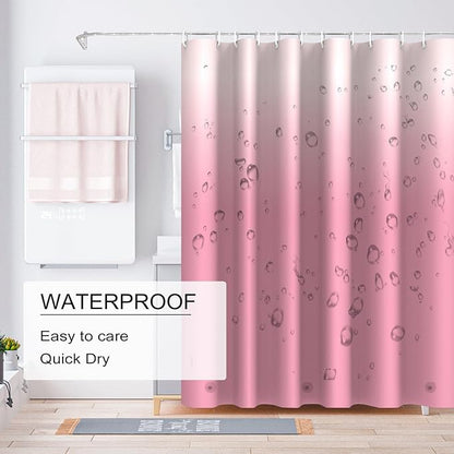Gradient Pink Shower Curtain Liner, 4G PEVA Shower Liner, Plastic Waterproof Shower Curtains, 72x72 inch with Grommet Holes 3 Magnetic Weights
