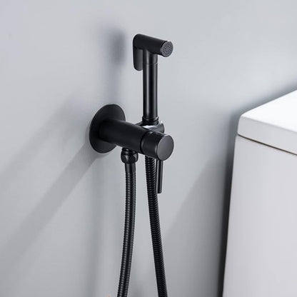 Wall Mounted Bidet Sprayer Set, Stainless Steel Round Handheld Bidet Attachment, Matte Black, BDS09-7