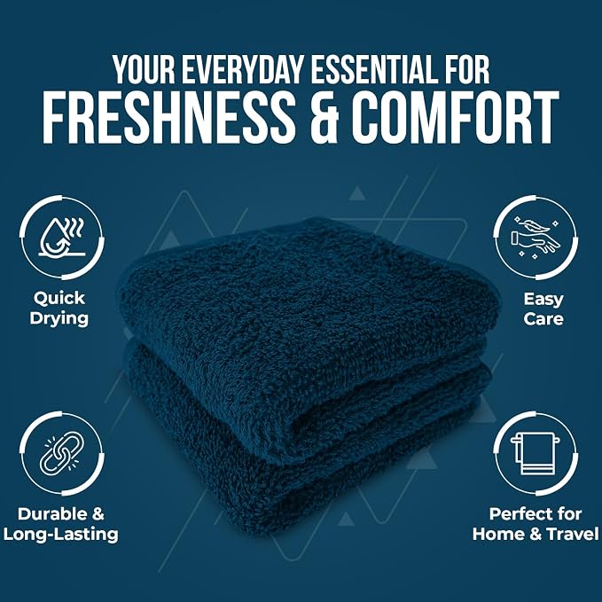DAN RIVER 12 Pack Cotton Wash Cloths Set for Showering [12x12] Assortment 2 | Lighter Weight, Quick to Dry, Super Soft & Absorbent Face Towels, Hotel Quality, Perfect for Bathroom, Gym, Spa