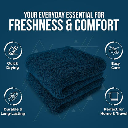 DAN RIVER 12 Pack Cotton Wash Cloths Set for Showering [12x12] Assortment 2 | Lighter Weight, Quick to Dry, Super Soft & Absorbent Face Towels, Hotel Quality, Perfect for Bathroom, Gym, Spa