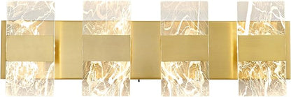 Modern LED Bathroom Light Fixtures Dimmable 4-Light Gold Vanity Light, 5CCT Adjustable Lighting Fixture Vanity Lights Over Mirror, Smoked Acrylic LED Vanity Lights for Bathroom