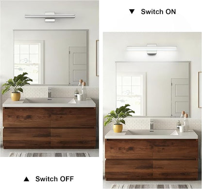 SineRise 24-Inch LED Modern Bathroom Vanity Light Bar, Chrome Modern Acrylic Bathroom Wall Lighting Fixtures Over Mirror (Cool White 6000K)