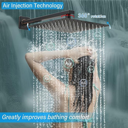 Shower Faucet Set Complete, Wall Mount Shower System for Bathroom 12 Inch High-Pressure Rainfall Shower with Handheld, Rough-in Valve Body and Trim Kit, Oil Rubbed Bronze