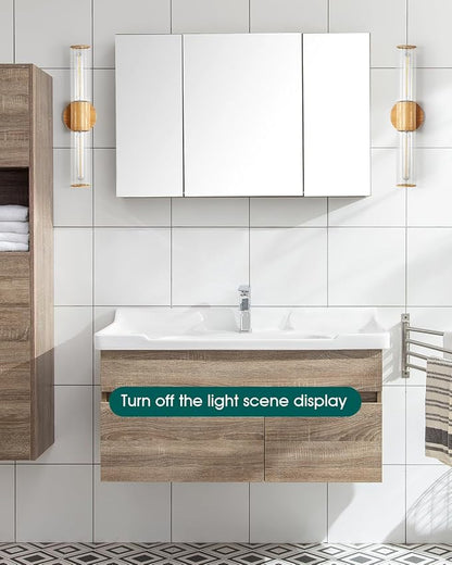 Bathroom Vanity Lighting Fixture, 2-Light Wood Grain Wall Sconce Light Fixture with Clear Glass, E26 Socket Indoor Wall Lamp, Modern Wall Sconce for Mirror Living Room, 2 Pack