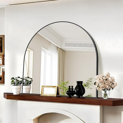 COFENY Arched Mirror, 42’’x42’’ Black Arch Mirror for Bathroom, Large Arched Bathroom Mirror with Frame, Modern Wall Mounted Mirror for Over Sink Mantle Bedroom Vanity Living Room Entryway