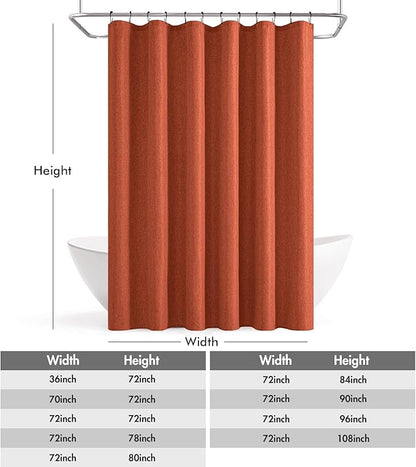 ANRODUO Fall Burnt Orange Long Linen Shower Curtain, 96 Inch Fabric Shower Curtain with 12 Metal Hooks, Waterproof Heavy Duty Polyester, Button Hole Design, Machine Washable for Bathroom, W72xL96