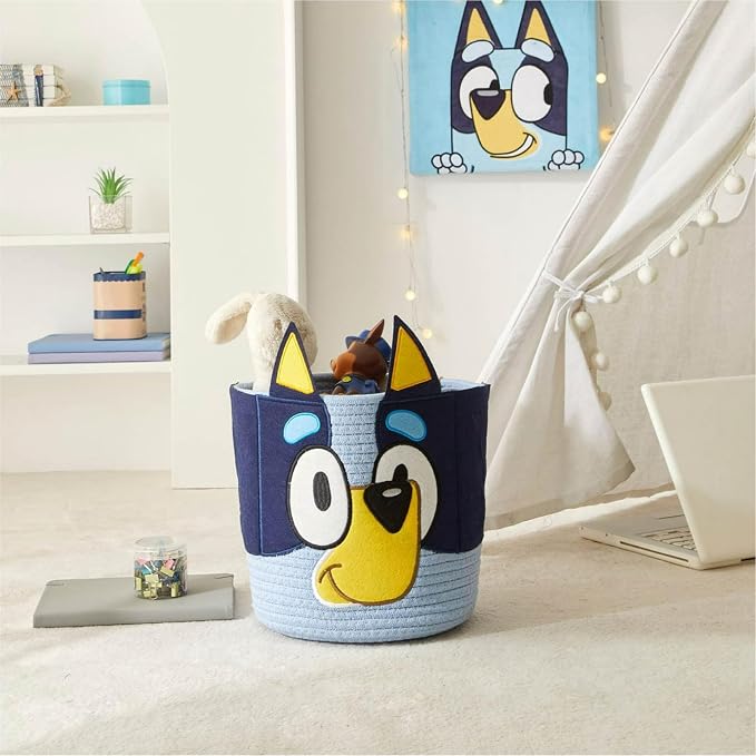 Bluey Figural Rope Storage Basket,10" H x 10" W, Decorative and Functional Organizer for Kids Room or Nursery