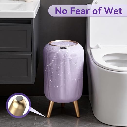 Procade Automatic Trash Can Bathroom,Auto Small Purple Garbage Can with Lid | 3 Gallon Touchless Motion Sensor Trash can with Legs,Smart Gold Purple Waste Basket for Bedroom,Kitchen,Dorm,rv,Office